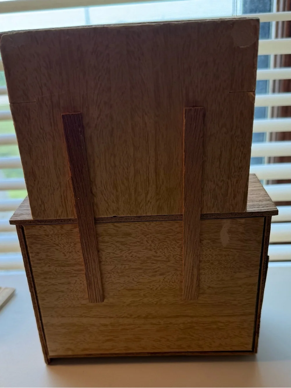 Miniature Brown Wood-Finish Dollhouse Bedroom Set with Striped Mattress